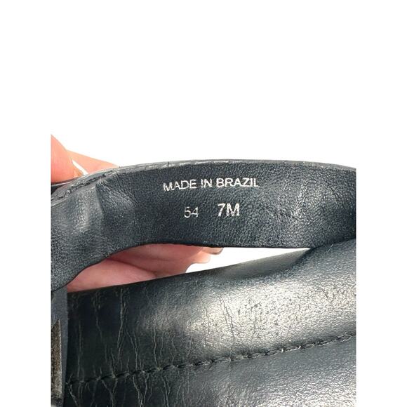 Tory Burch METAL MILLER Flat Sandals Black Silver Logo Size 7M Preppy Classic - Picture 12 of 14